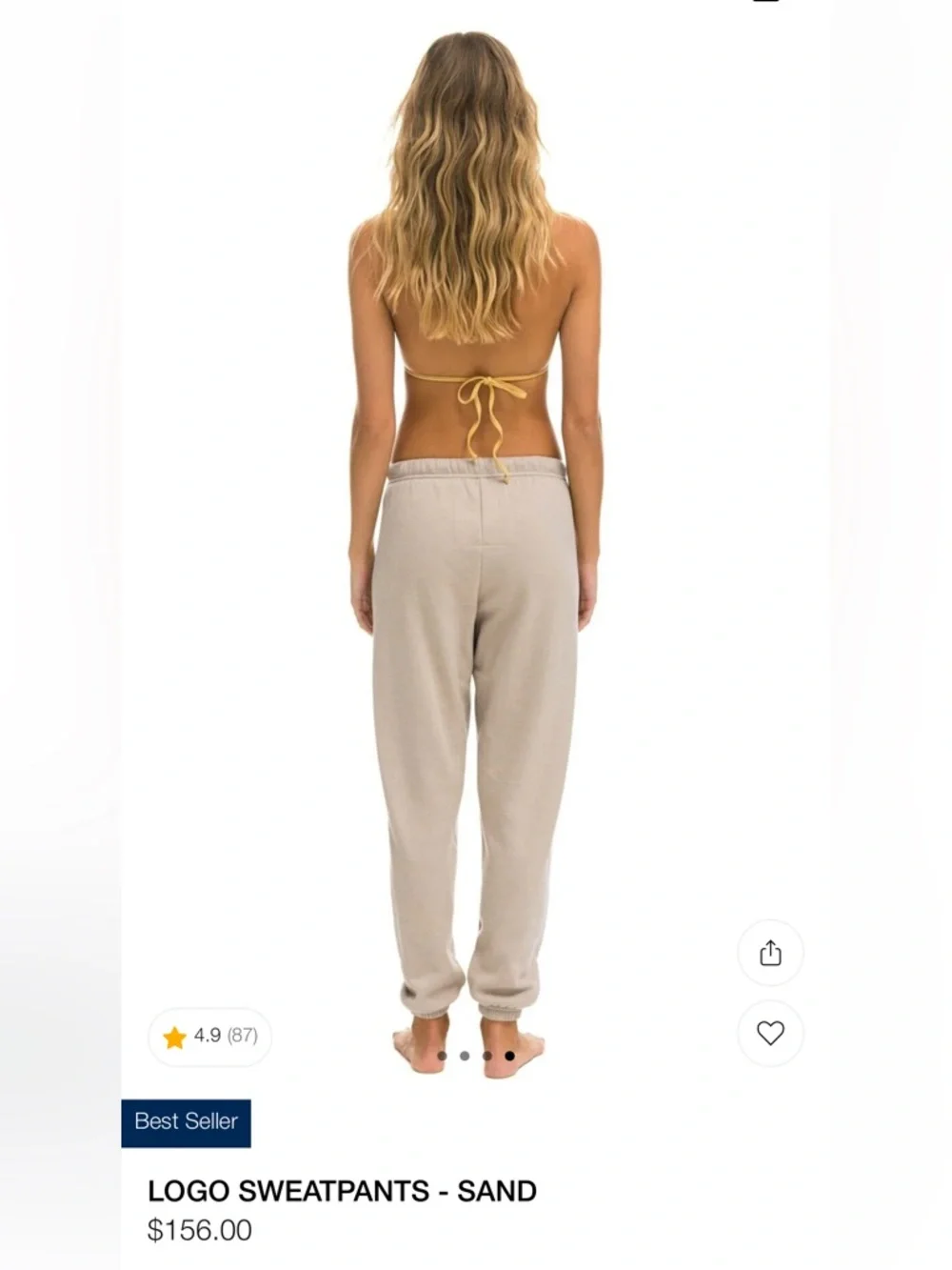 Womens Aviator Nation Neutral Sand Sweatpants - Picture 5 of 16